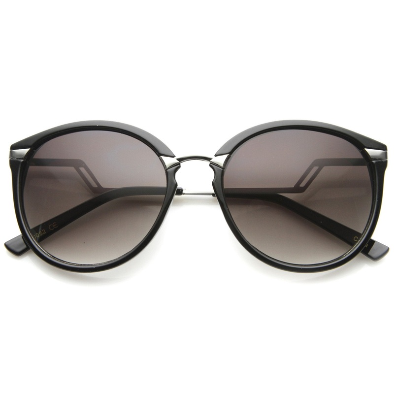 Women’s Round Lightning Stepped Temple Round Sunglasses A057