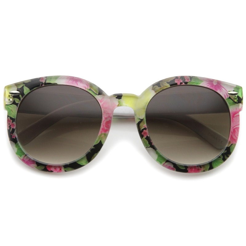 Women’s Spring Floral Print Oversize Round Sunglasses A187