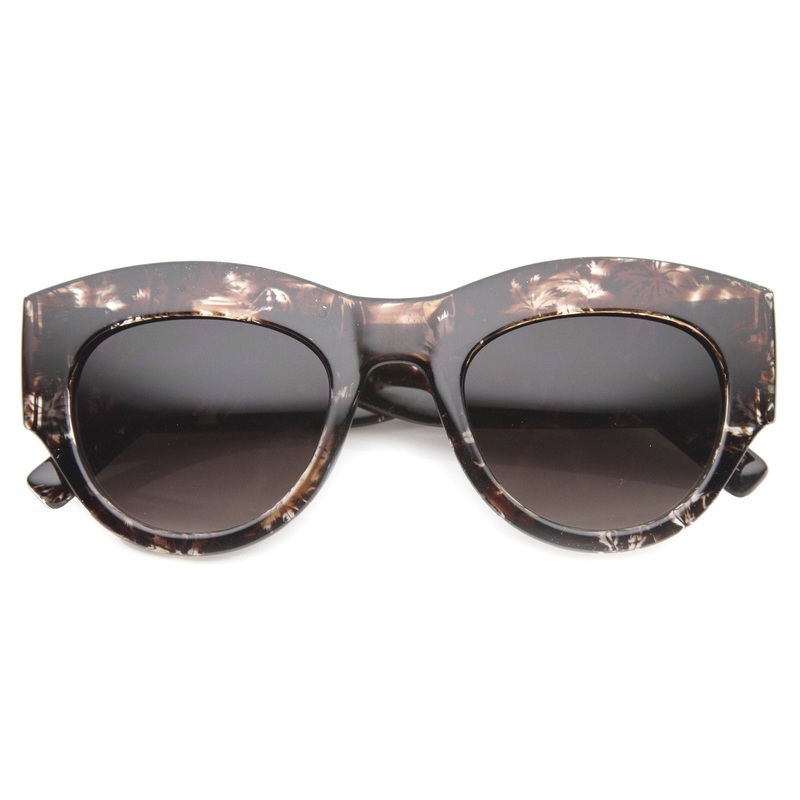 Women’s Transparent Palm Tree Print Cat Eye Sunglasses 9860