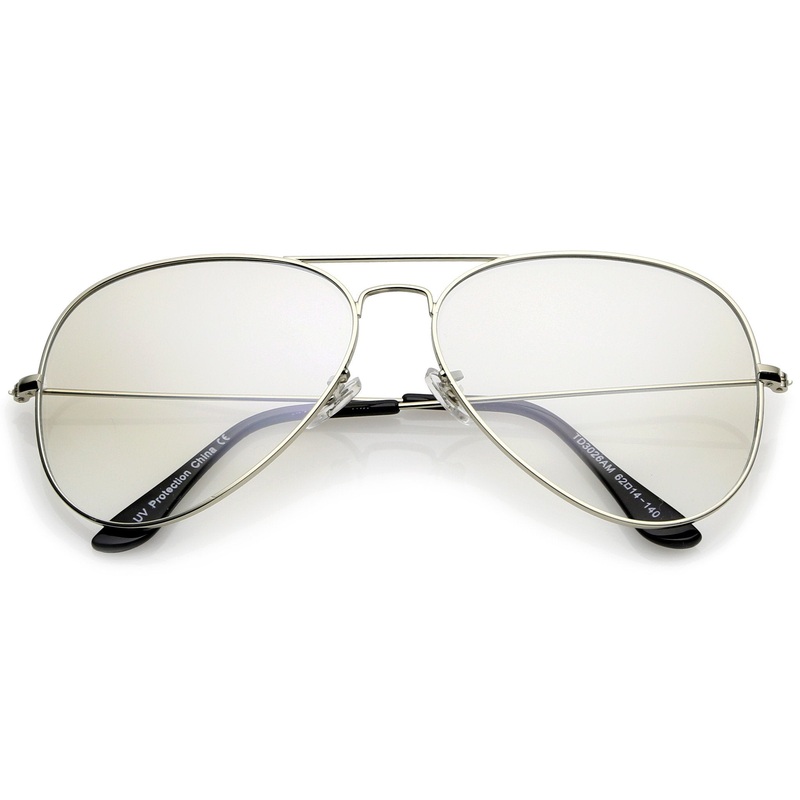Large Retro Clear Lens Aviator Sunglasses 61mm A955
