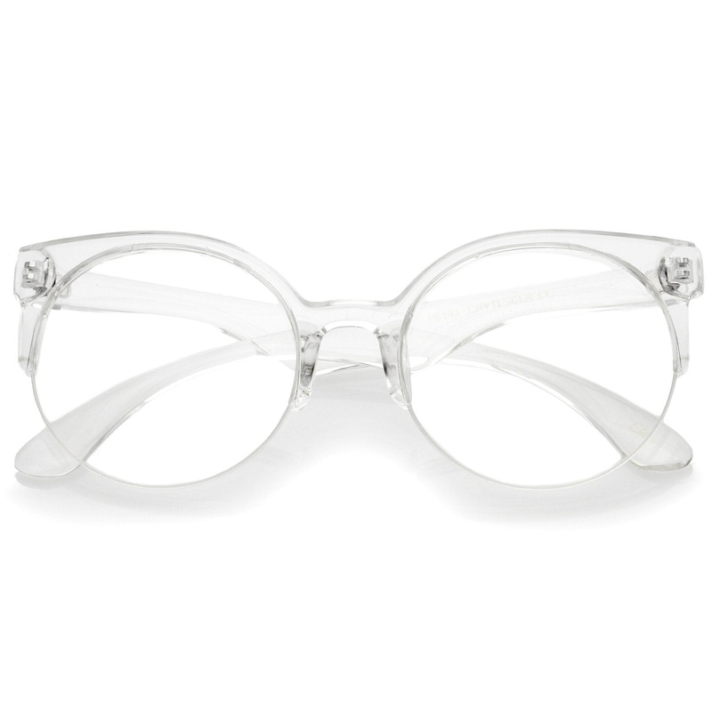 Modern Translucent Half Frame Clear Lens Glasses A963