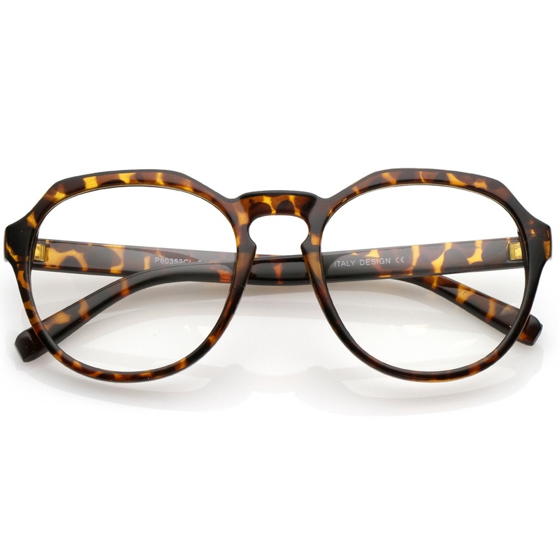 Oversize Retro Round Transparent Clear Lens Glasses C237