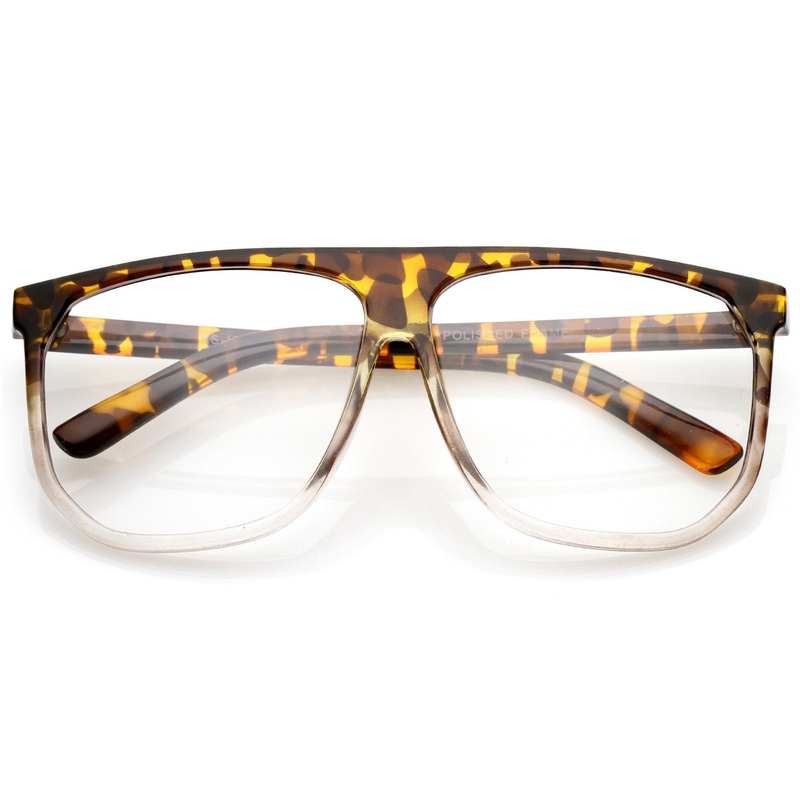Retro Oversize Flat Top Clear Lens Aviator Glasses C309