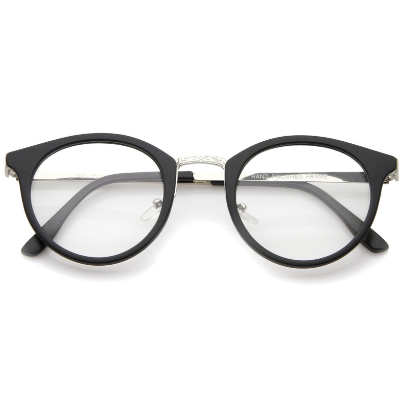 Vintage Dapper Engraved Clear Lens Horn Rimmed Glasses A371