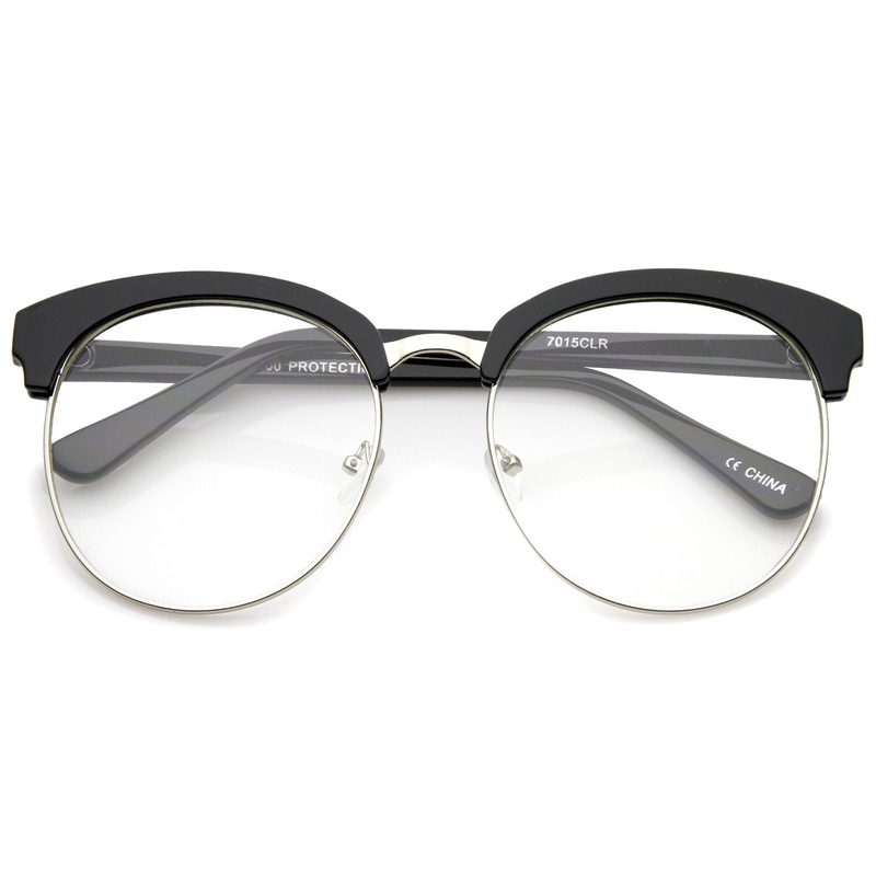 Women’s Oversize Half Frame Clear Lens Glasses A650