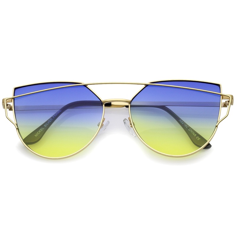 Women’s Retro Modern Cross Bar Gradient Lens Sunglasses A952