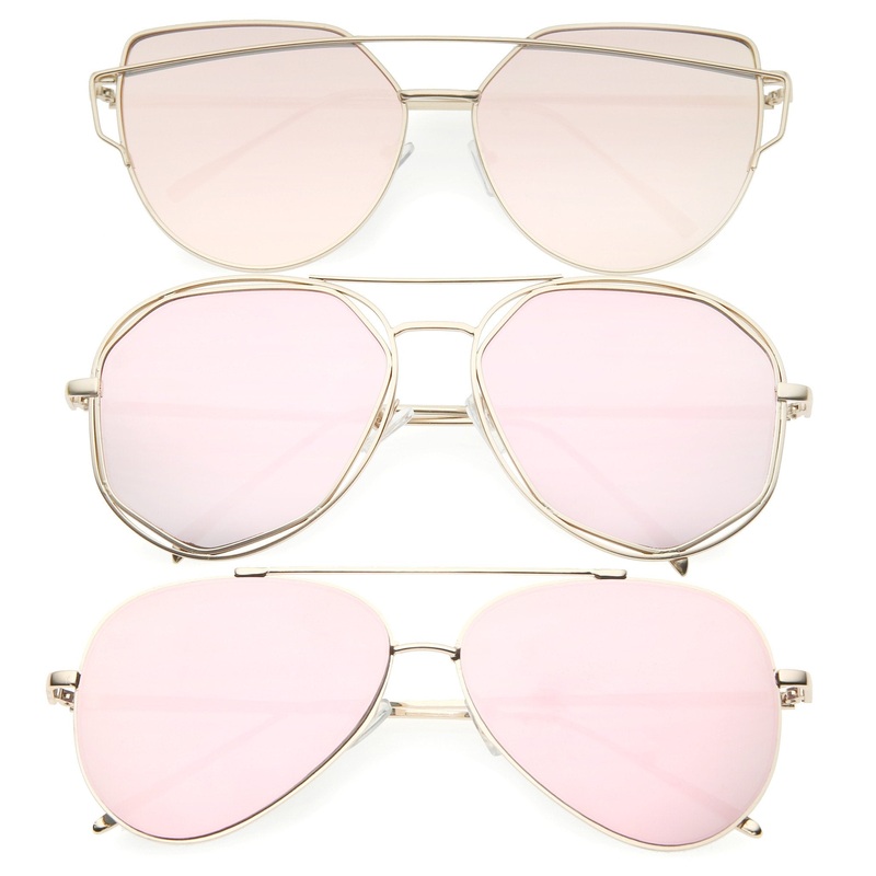 Women’s Retro Modern Pink Color Tone Sunglasses – 3 Pack