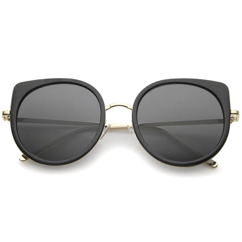 Women’s Slim Round Cat Eye Flat Lens Sunglasses A814