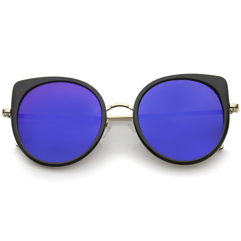 Women’s Slim Round Flat Mirror Lens Cat Eye Sunglasses A815