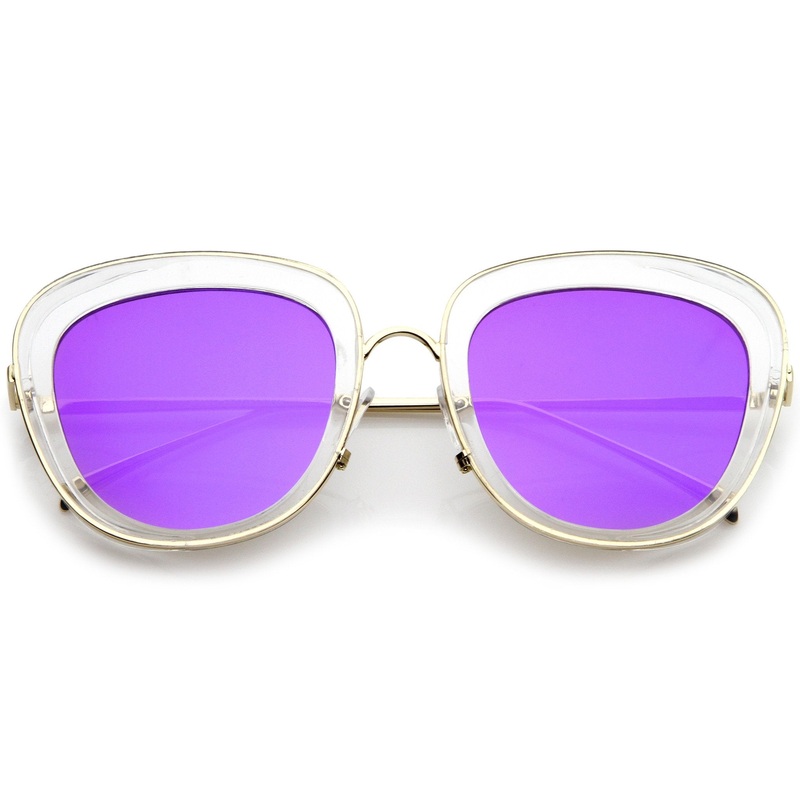 Women’s Transparent Mirrored Lens Cat Eye Sunglasses A775