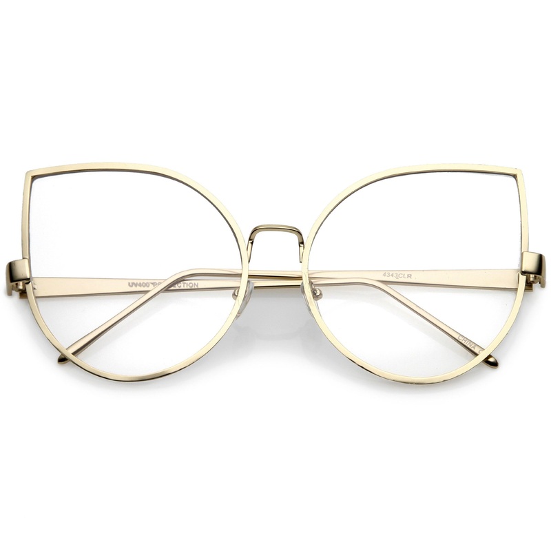 Blue Light Filtering Women’s Oversize Modern Clear Flat Lens Cat Eye Glasses C337