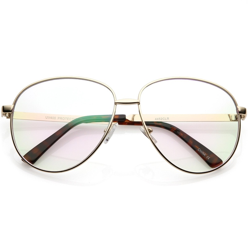 Oversize Women’s Round Indie Clear Lens Glasses C215