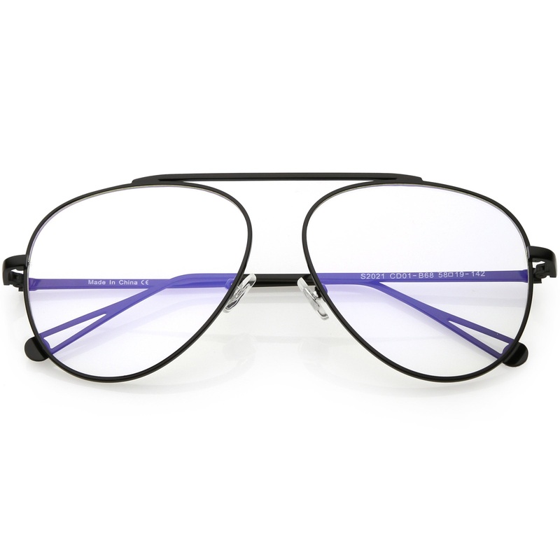 Premium Modern Clear Flat Lens Metal Aviator Glasses C509