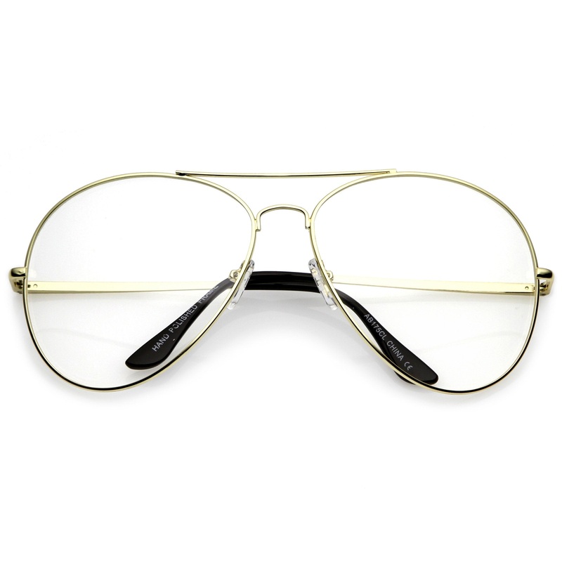 Retro Dapper Oversize Clear Lens Aviator Glasses 63mm C303