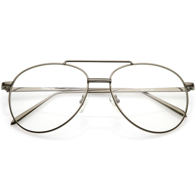 Vintage Dapper Indie Clear Flat Lens Aviator Glasses C299