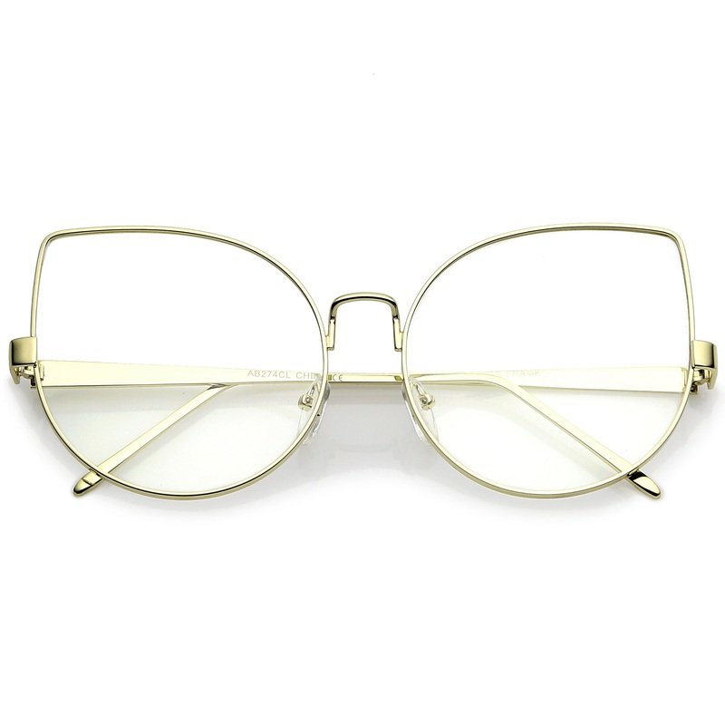 Women’s Over Size Clear Flat Lens Cat Eye Glasses C302