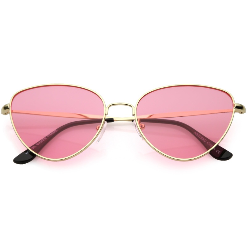 Women’s Retro 1990’s Fashion Colored Flat Lens Cat Eye Sunglasses C512