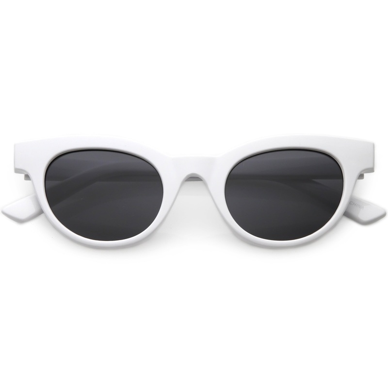 Women’s Retro Horned Rim Cat Eye Narrow Flat Lens Sunglasses C514