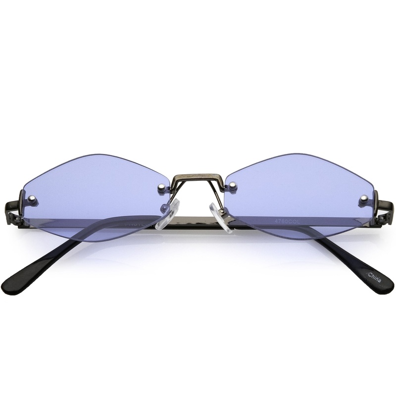 1990’s Small Rimless Color Tone Geometric Hexagon Sunglasses C591