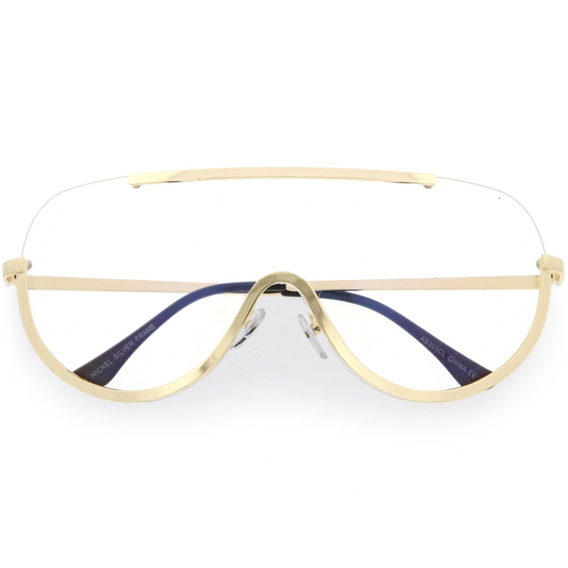 Oversize Disco Rimless Shield Clear Lens Glasses C263
