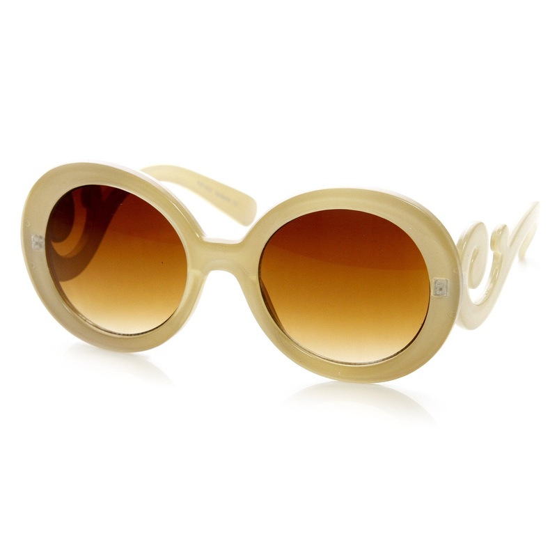 Trendy Women’s Fashion Swirl Temple Round Sunglasses 9347