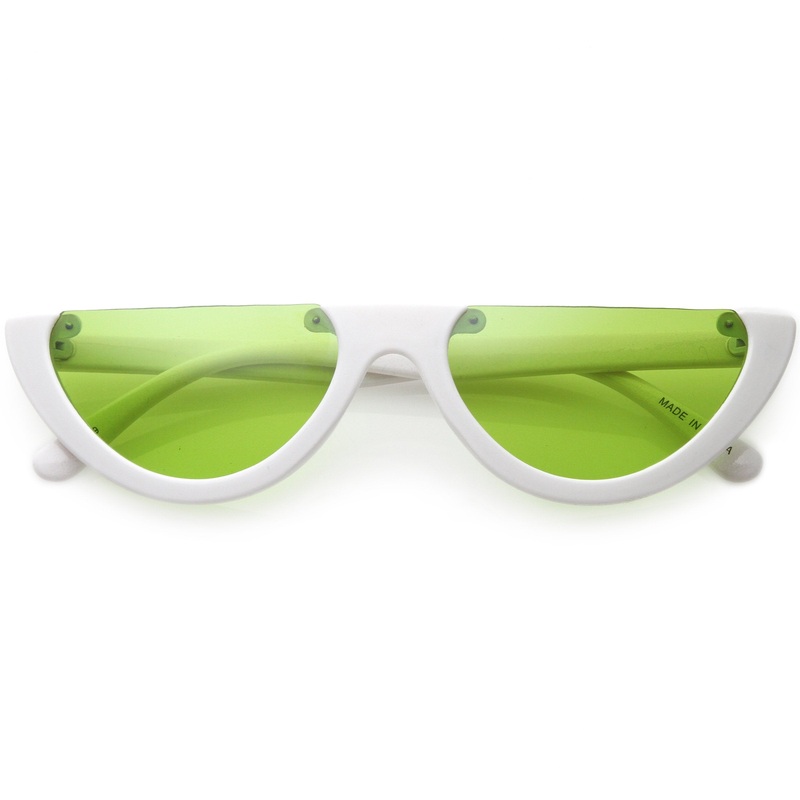 Women’s Retro Color Tone Half Frame Flat Cut Sunglasses C685