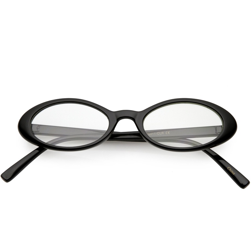 Women’s Retro Dapper Small Oval Clear Lens Glasses C704