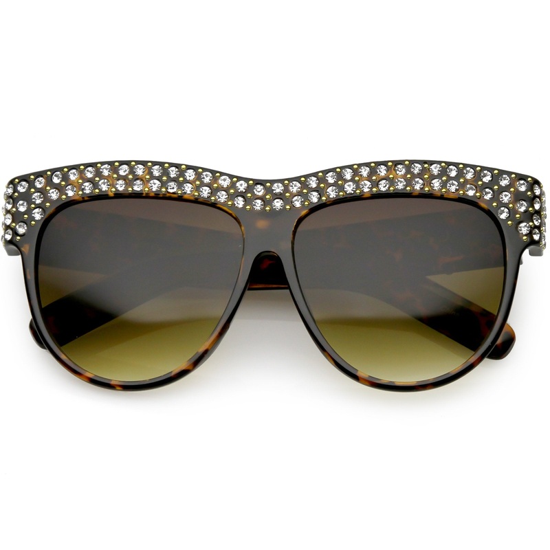 Women’s Retro Handmade Rhinestone Oversize Sunglasses C610