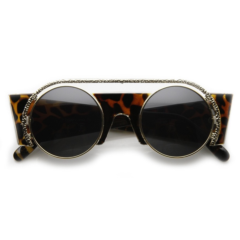 Womens Exquisite Fashion Round Cut Out Trim Geometric Retro Sunglasses 9266