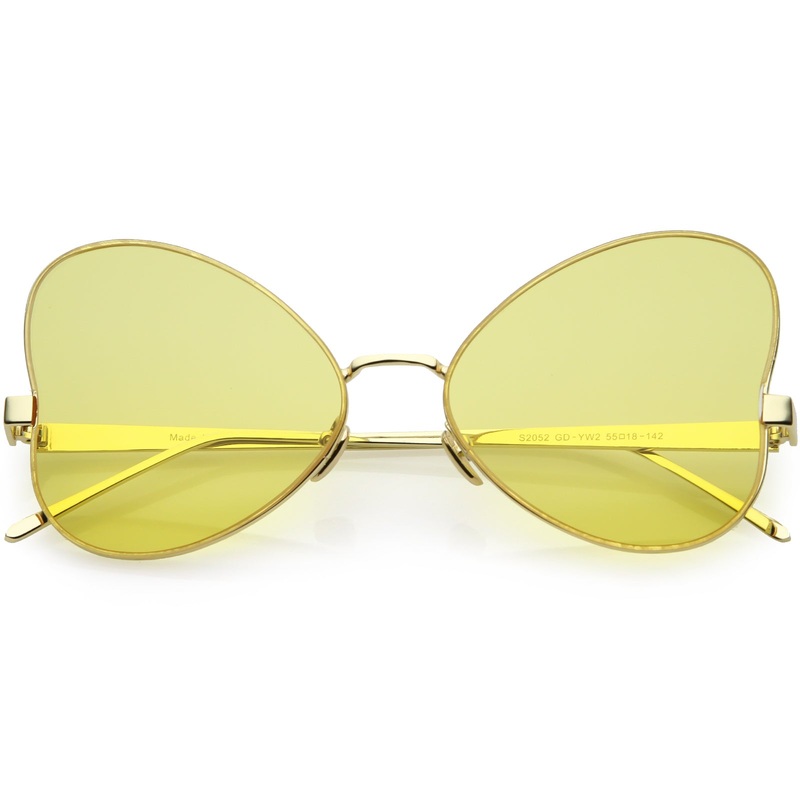 Women’s Retro Oversize Metal Flat Lens Butterfly Sunglasses C833