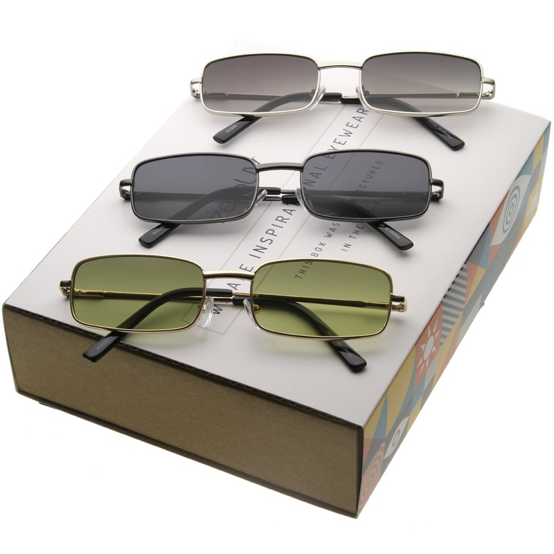 1990’s Retro Indie Small Square Metal Sunglasses C719 [Promo Box]