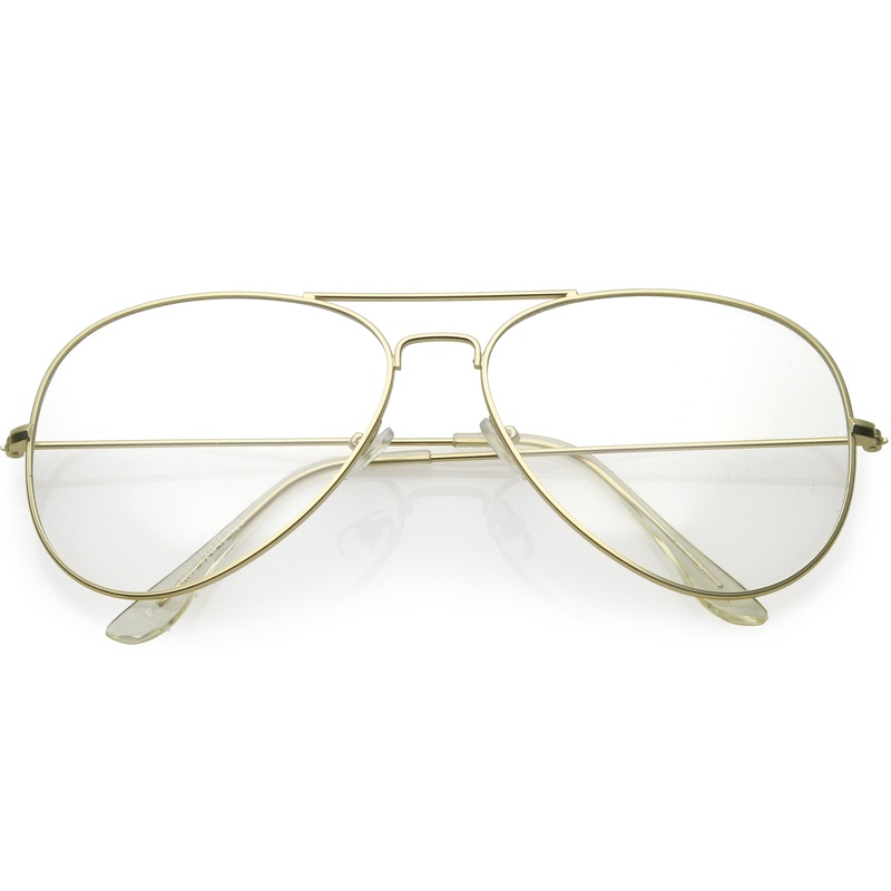 Retro Classic Full Metal Tear Drop Clear Lens Aviator Glasses C936