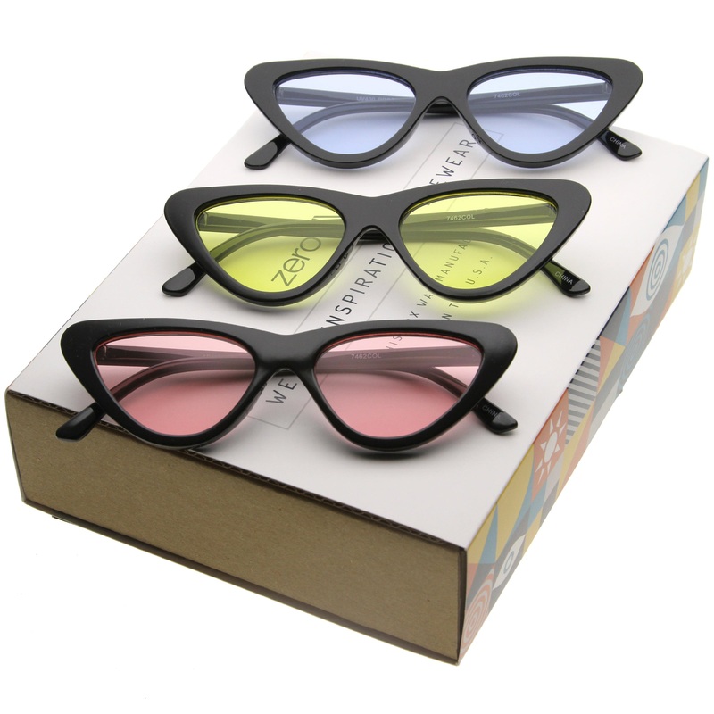 Women’s Retro 1990’s Color Tone Flat Lens Cat Eye Sunglasses C522 [Promo Box]