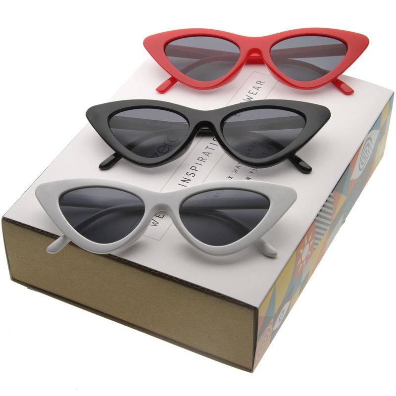 Women’s Small Retro Flat Lens Cat Eye Sunglasses C523 [Promo Box]