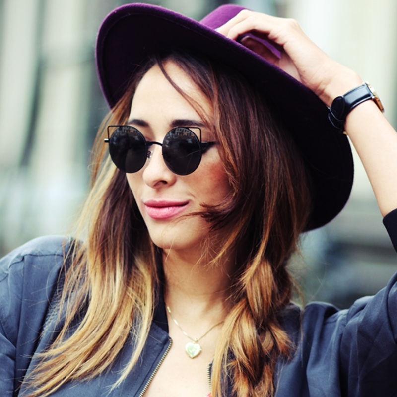 Women’s Thin Laser Cut Metal Circle Cat Eye Sunglasses