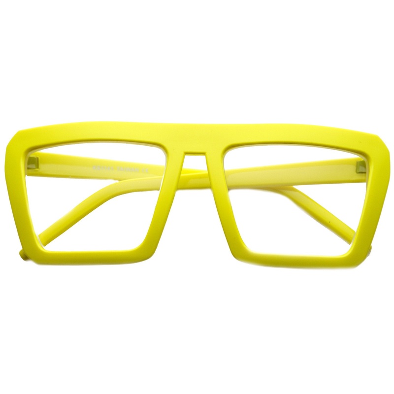 Retro Flat Top Block Aviator Clear Lens Glasses 8065