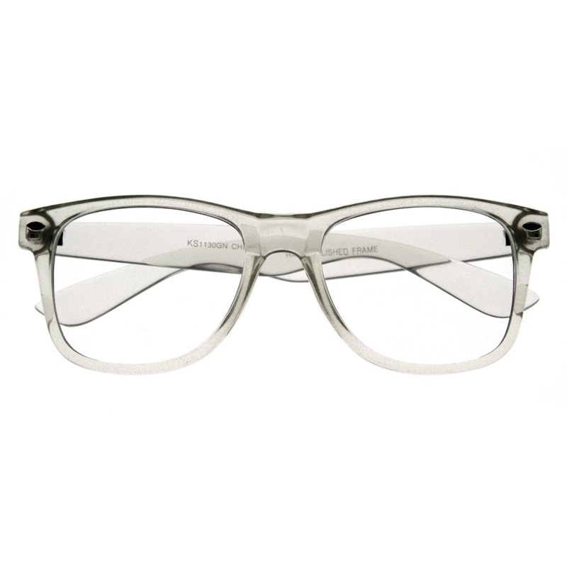 Super Clear Transparent Crystal Frame Horned Rim Glasses 8050