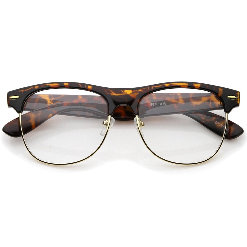 Classic Dapper Horned Rim Clear Lens Glasses 8770