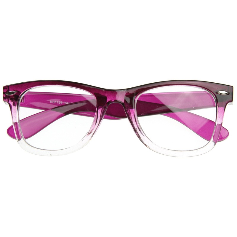 Two Tone Retro Color Fade Clear Lens Horned Rim Glasses 8536