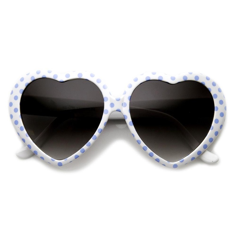 Womens Cute Polka Dot Heart Shaped Fashion Sunglasses 8982