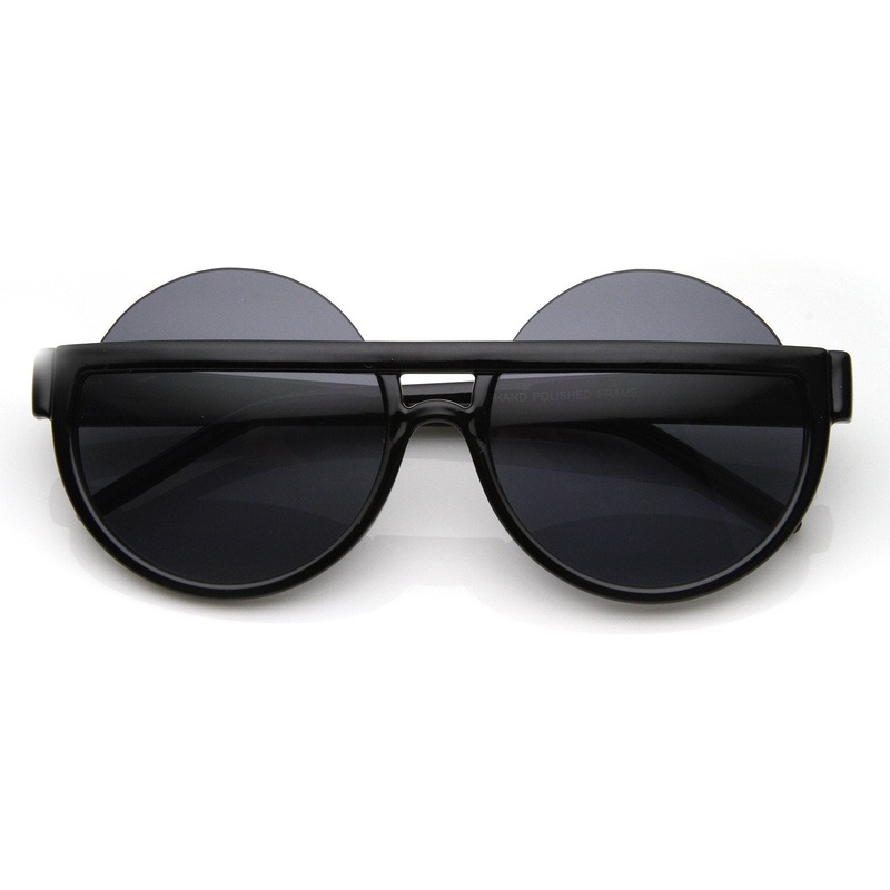 Womens Designer Fashion Oversize Round Half Frame Sunglasses 8786