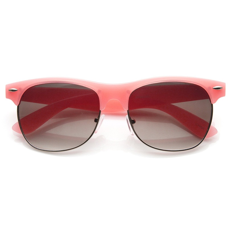 Womens Pastel Colors Half Frame Horned Rim Sunglasses 8958