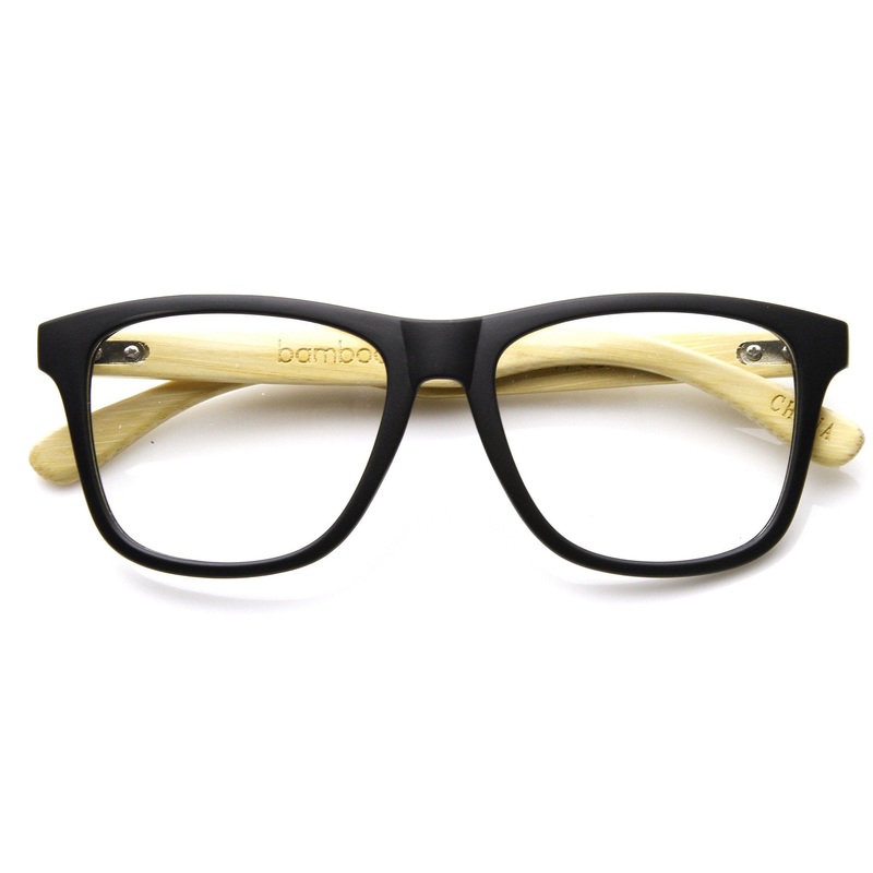 Eco Bamboo Clear Lens Two Tone Horned Rim Clear Lens Glasses 9230