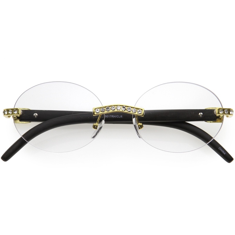 Oval Premium rhinestones Decorated Blue Light Blocking Glasses D183