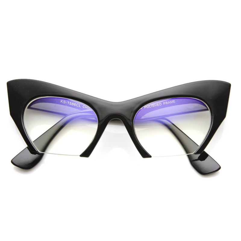 Women’s Designer Cat Eye Bottom Cut Lens Clear Lens Glasses 9206
