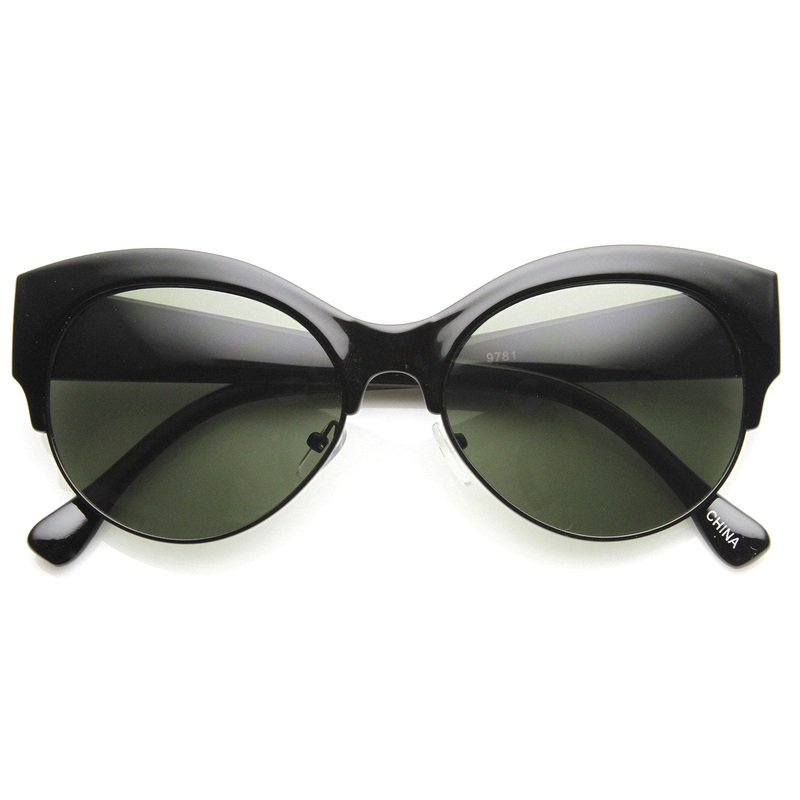 Womens Oval Cat Eye Half Frame Designer Sunglasses 9116