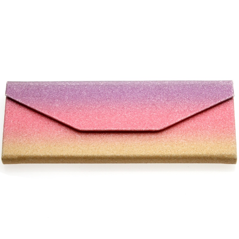 Fabulous 6.5″ Glitter Rainbow Tri Fold Portable Sunglasses Case D198