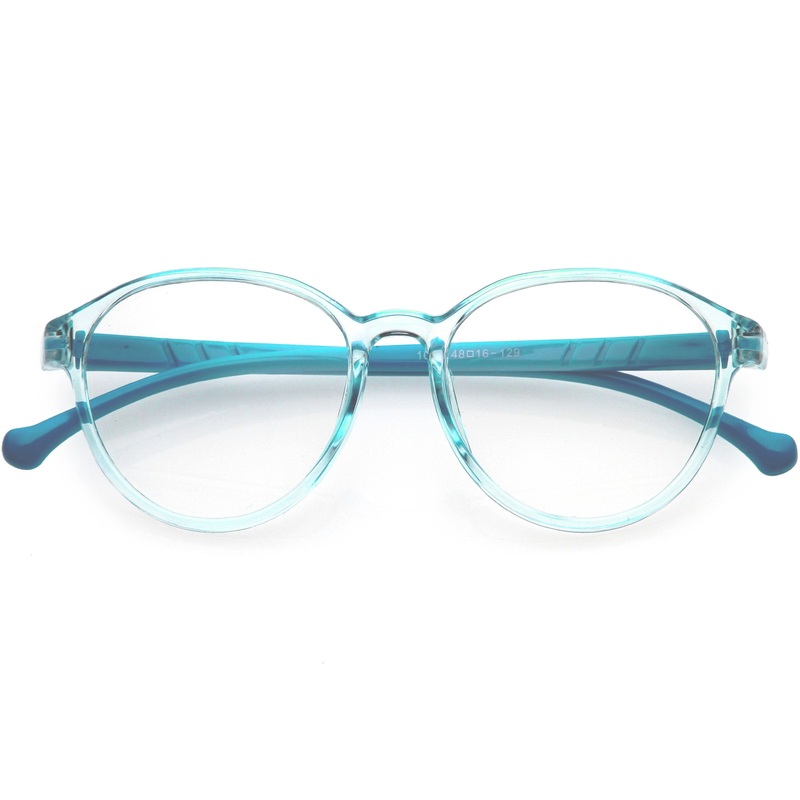 Kids Oversize Round Horn Rimmed Blue Light Glasses D221