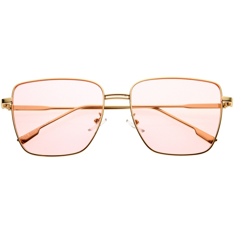 Sleek Retro Inspired Oversized Metal Square Sunglasses D308