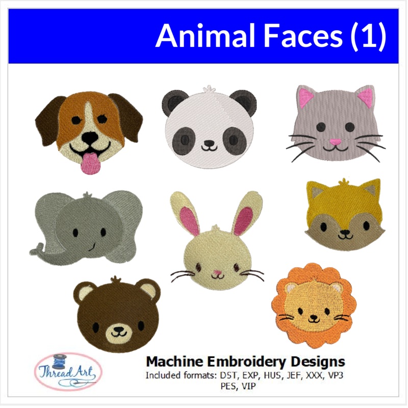 Machine Embroidery Designs – Animal Faces (1)